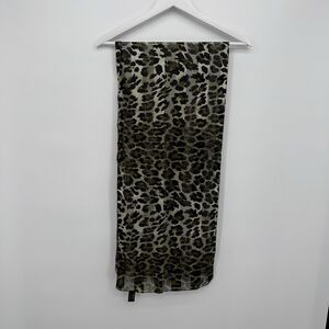 Unbranded Italy Leopard Print Long Scarf Rectangle Satin Polyester